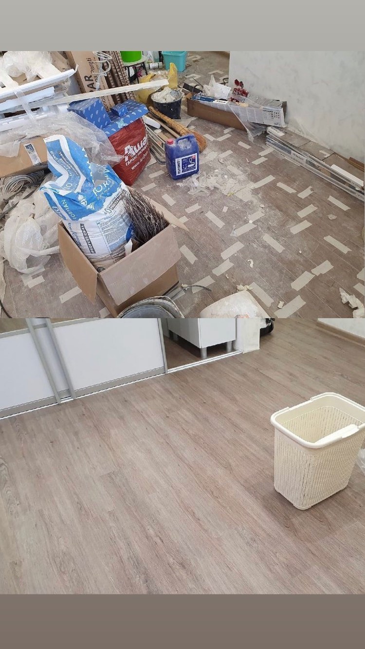 Мытьё пола после ремонта до и после в Казани